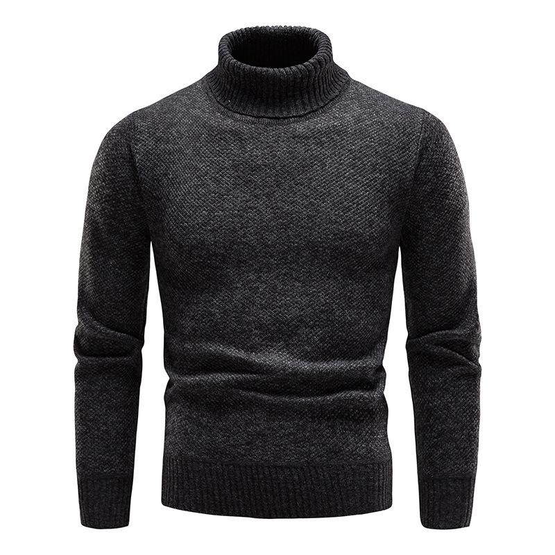 Men s Slim Fit High Neck Fleece Sweater, New Winter Style, Casual Knit Lapel Top. XXL