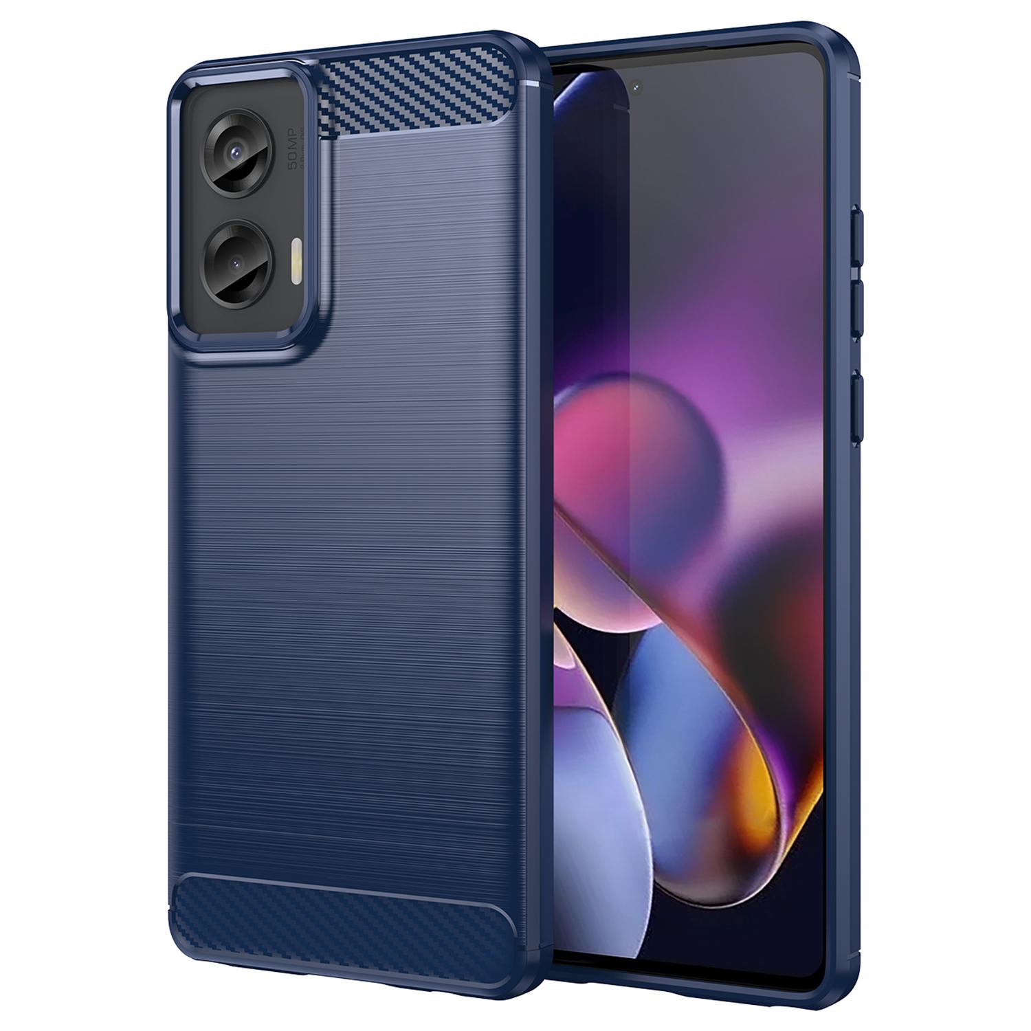 

For Motorola Moto G Stylus 5G (2024) Case Carbon Fiber Texture Brushed TPU Cover Blue