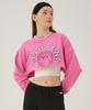 DELICCENT Graphic Terry Crop Sweatshirt [Pink]