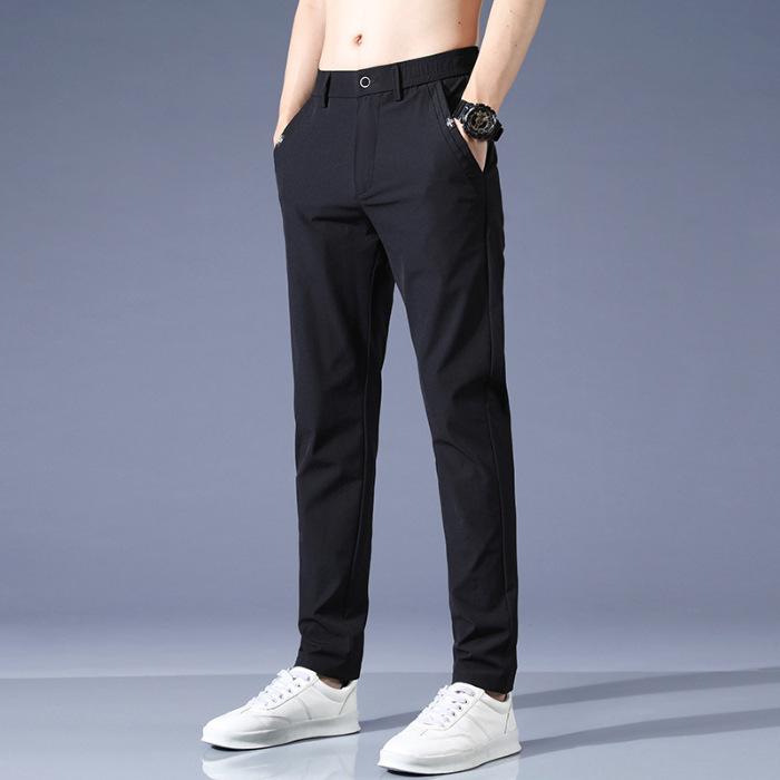 Summer popular casual ice silk nylon trousers men's summer thin slim straight casual trousers men's trendy all-match