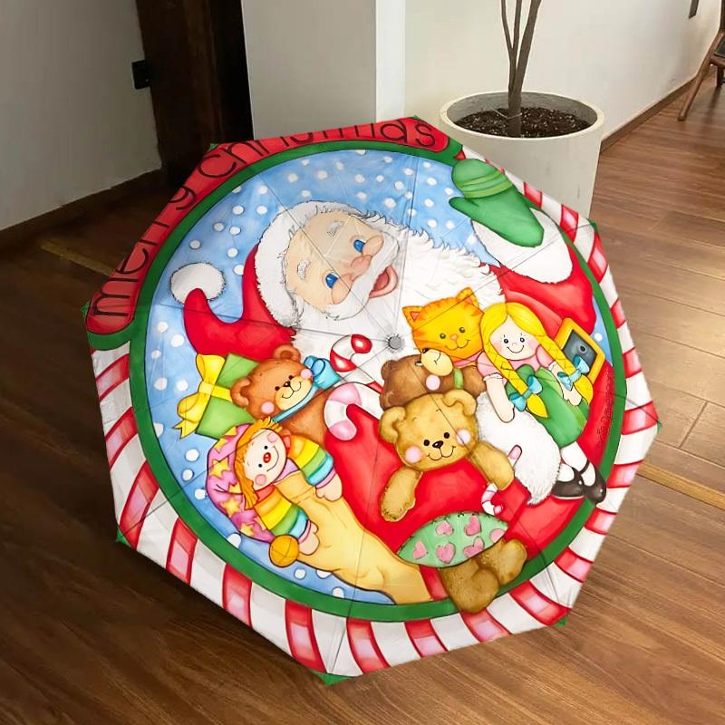 

1pc Christmas, Santa Claus Automatic Open/Close Umbrella, Folding Compact Umbrella with Lightweight Design for Women/Men yy251011113