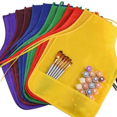 Șorțuri din material textil pentru copii cu buzunare Colorate Bucătărie Clasă Pictură Copil Gătit Material nețesut Șorț Curat pentru Copii Mici