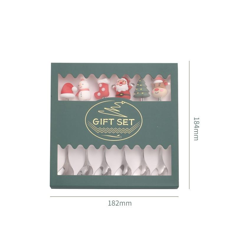 4/6ks Vánoční sada vidliček a lžic Nerezová ocel Kreativní stolní nádobí Dárková sada