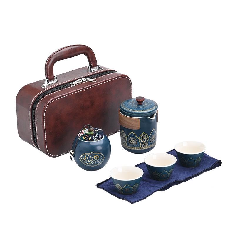 Portable Kung Fu Tea Set: One Pot, Three Cups - Perfect for Outdoor Quick-Serve and Business Gifts