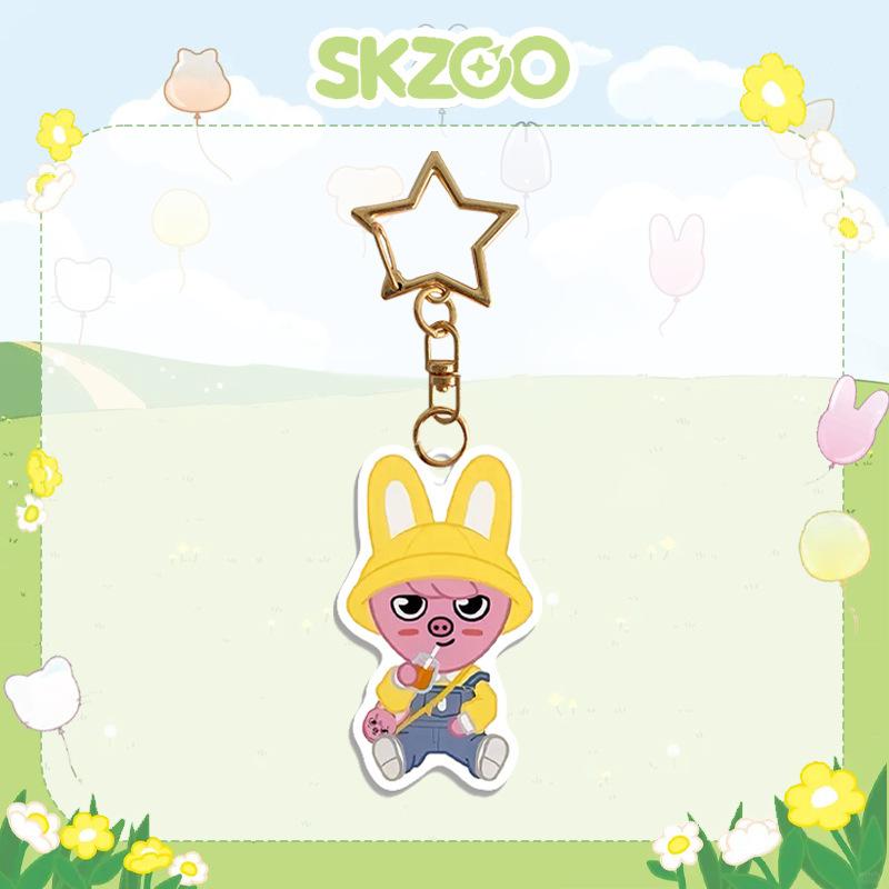 Stray Kids SKZOO Kindergarten Acrylic Keychain, Cute Cartoon Star Clasp Bag Pendant, Kpop Fan Collection Gift For Stay