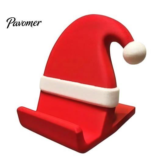 Unique 3D Printed Phone Holder Santa Hat Stand, Christmas Desk for Sturdy Cell Dock Phone, Creative Dock, Festive Holiday Decoration Desktop Mobile