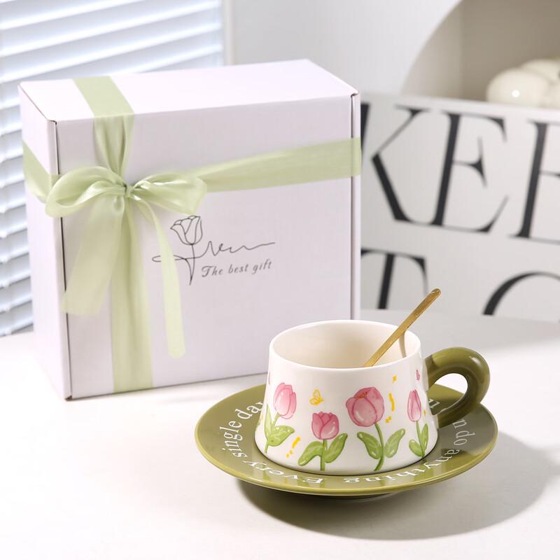 Tulip Watercolor Floral Ceramic Coffee Cup