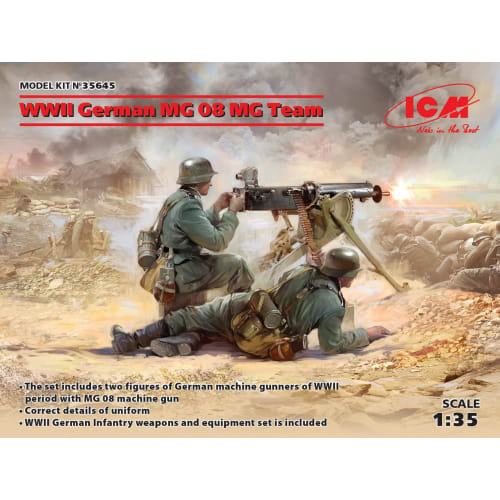 ICM 1/35 Scale Second German MG08 MG Team Plastic Model Kit 35645