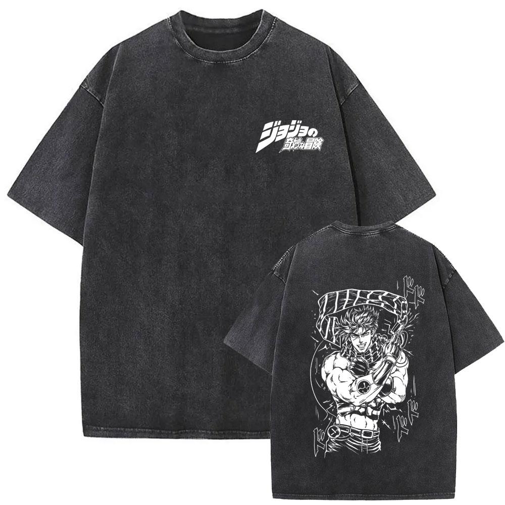 Washed Vintage Anime JoJo Bizarre Adventure Jotaro Kujo Graphic T-shirt Men Women Manga Fashion Retro T Shirt Streetwear Unisex S разноцветный