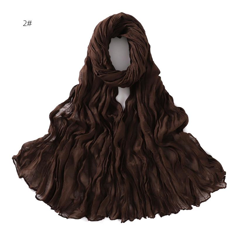 85 * 180cm Wrinkled Cotton And Line Designer Scarf Head Hijab Wrap Women Shawls Femme Lady Headband Muslim Hijabs Ramadan