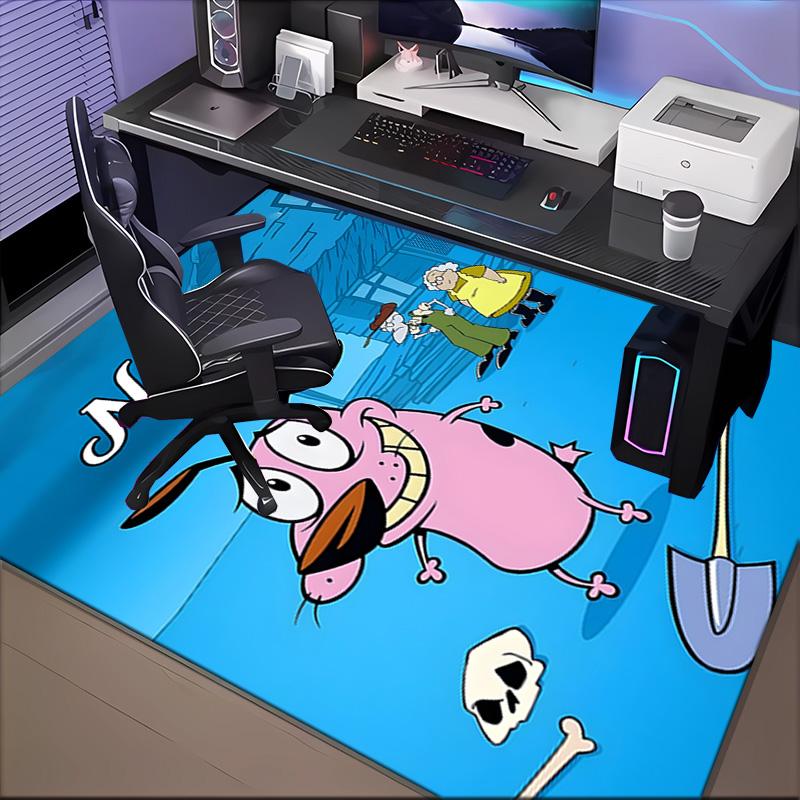 Custom Name Cowardly-Dog Adventure Rug for Living Room, Game Rooms, Office, Bedroom, Floor Mat Playful Design, fan gifts Christmas decor