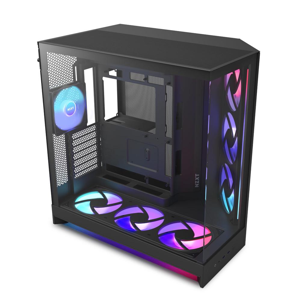 NZXT H9 Flow RGB Fan Control Hub PC CS9294 RGB+ (2025) Dual-Chamber & Mid-Tower Case, Black, CM-H92FB-P1,