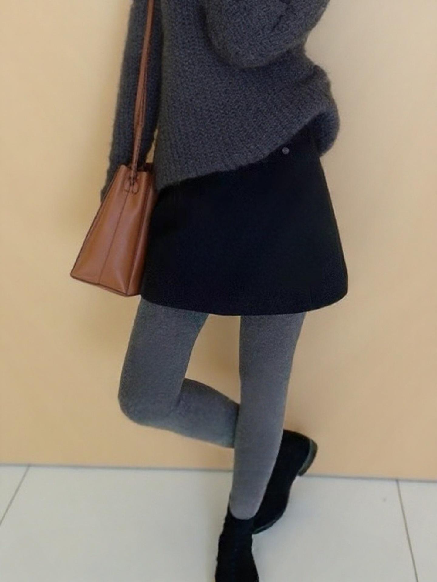 Women s Elegant Woolen Slimming A-Line Short Skirt - Autumn/Winter Fashion 2025 Large чёрный