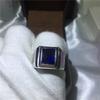 Handgefertigter Herrenring S925 Silber Großer 8ct Blauer AAAAA Zirkonia Cz Statement Ehering Ringe für Männer Finger Party Schmuck