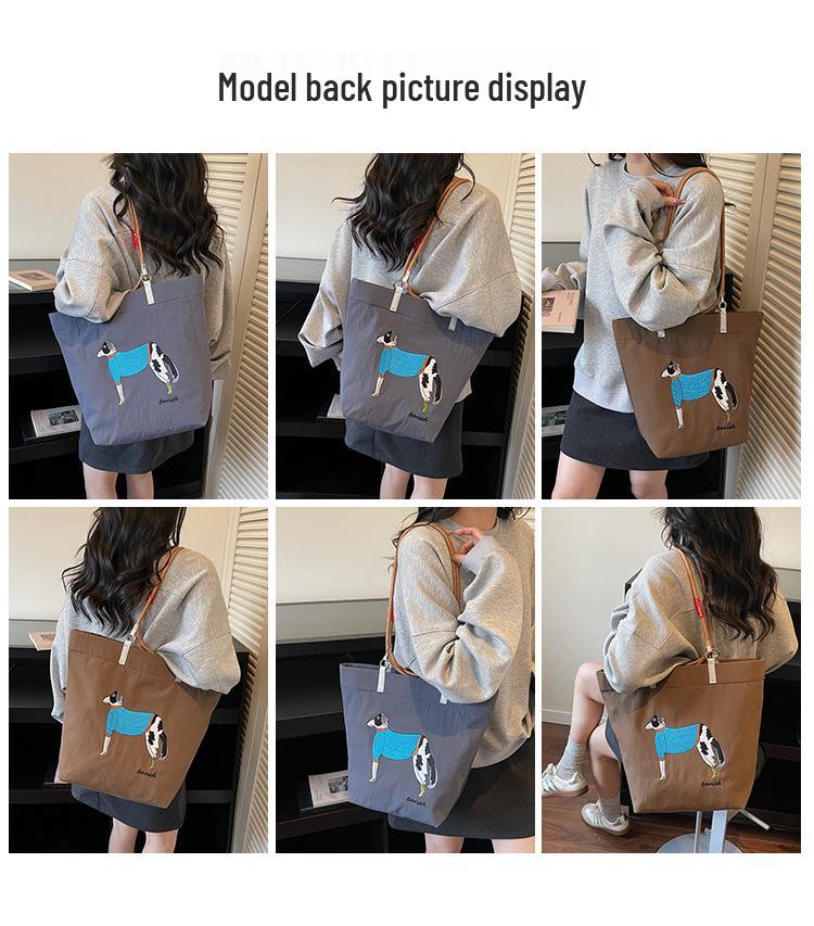 Spring Japanese Embroidered Eco-friendly Women's Shoulder Bag - Trendy, Large Capacity, Lightweight Tote