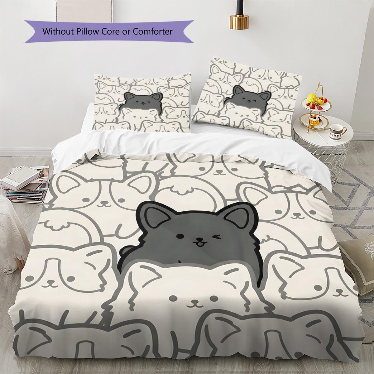 

Corgi Pattern Bedding Quilt Set Quilt Cover Pillowcase Home Decoration Birthday Gift (1 * duvet cover + 2 * pillowcase, without core) 135x200cm