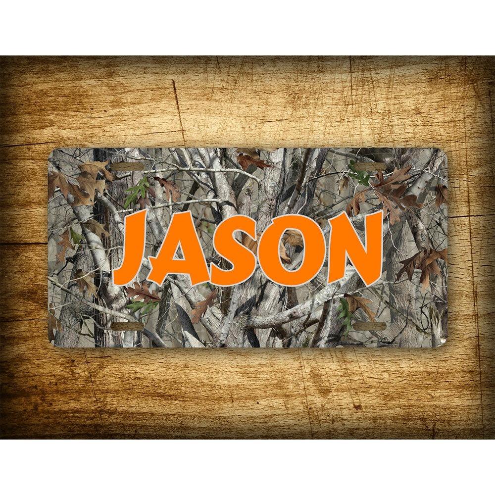 

Custom License Plate 1pc Hunting Camo Tag Deer Duck Auto Metal Sign Wall Decor синій