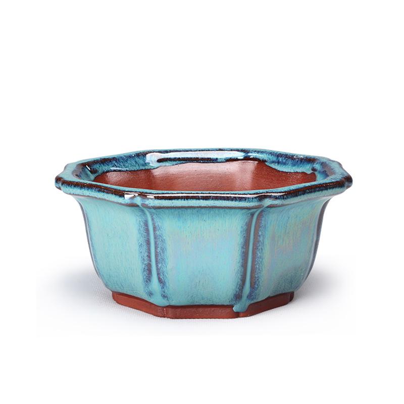 Yixing Zisha Glazed Ceramic Bonsai & Succulent Pot for Balcony or Office Decor