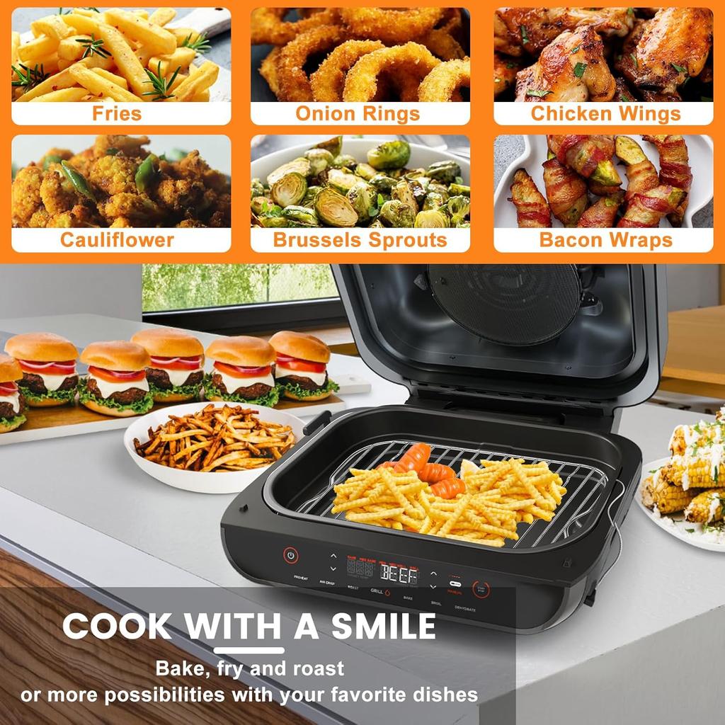 Air Fryer Replacement Parts for Ninja Foodi FG551 Smart XL Indoor Grill with Air Fry, 11.6''*7.6'' Stainless Steel Air Fryer Accessories Roasting
