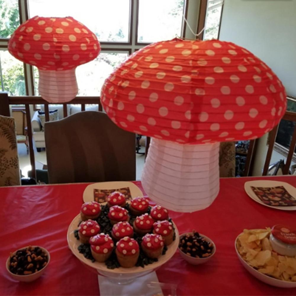 Birthday Party 3D Jungle Forest Backdrop Paper Lanterns Mushroom Hanging Decorations Party Supplies