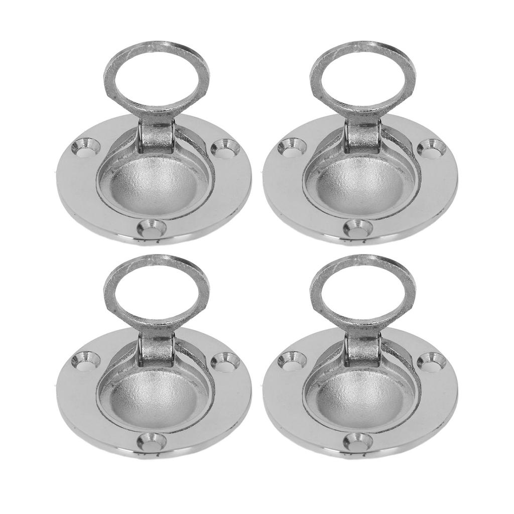 4Pcs M5 Flush Ring Pull Round Wear Proof Stainless Steel Marine Deck Boat Round Deck Recessed