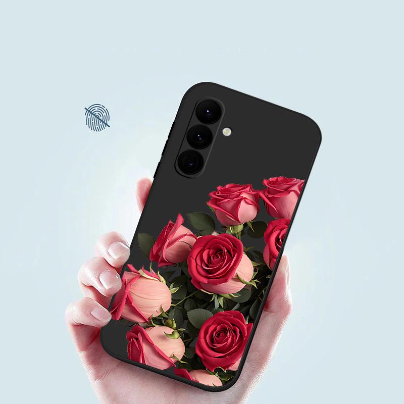 Lanyard Soft Case For Samsung Galaxy S24 S25 Ultra S23 S22 Ultra S21 S20 FE A14 A34 A15 A35 A52 A53 A54 A55 5G A16 A36 A56 Rose Flowers Case Cover