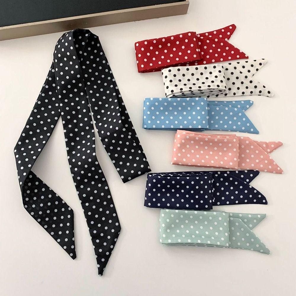 Bow Ties Long Silk Scarf Printed Long Ribbon Scarves Elegant Plaid Scarf Spring Summer