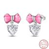 New Sweet 925 Silver Women's Princess Powder Gemstone Blue Kind Bow Design Earrings Fit Party Exquisite Jewelry Gifts