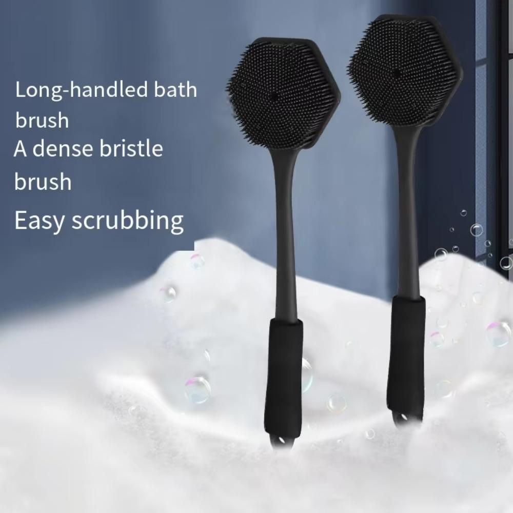 Double Sided Bathing Brush Anti Slip Back Scrubber Portable Silicone Shower Brush  Personal Care