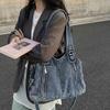 Vintage multi-zipper denim bag women's shoulder messenger bag