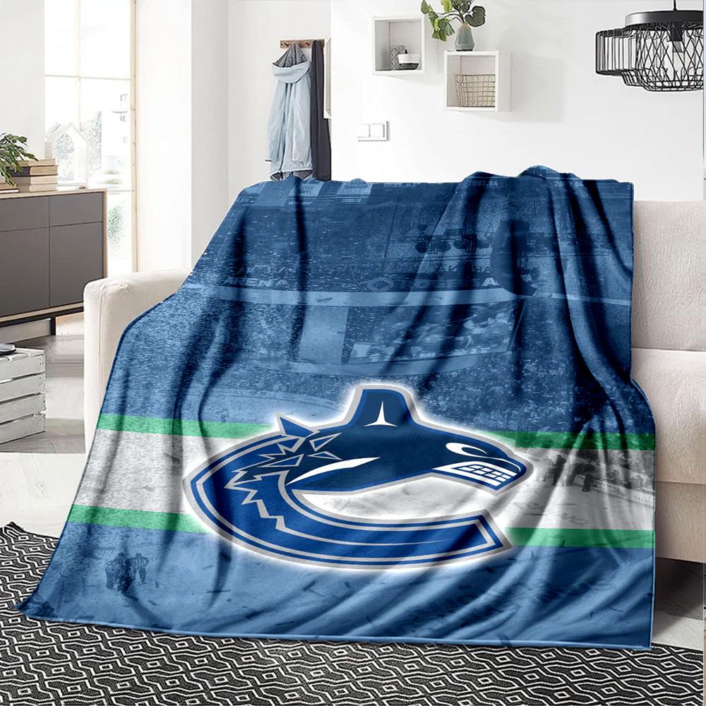 VANCOUVER CANUCKS Print Flannel Blanket High Quality Warm Comfortable Cover for All Seasons Perfect for Gifts Home Decor