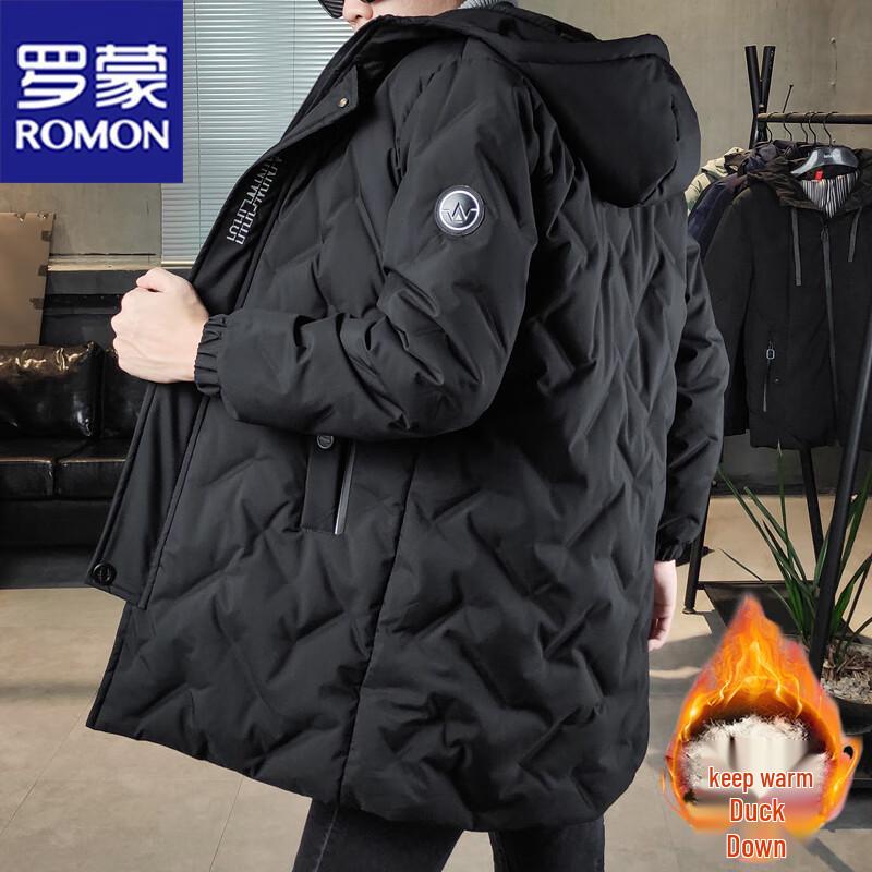 ROMON Men s Mid-Length Hooded Thick Down Jacket 2XL