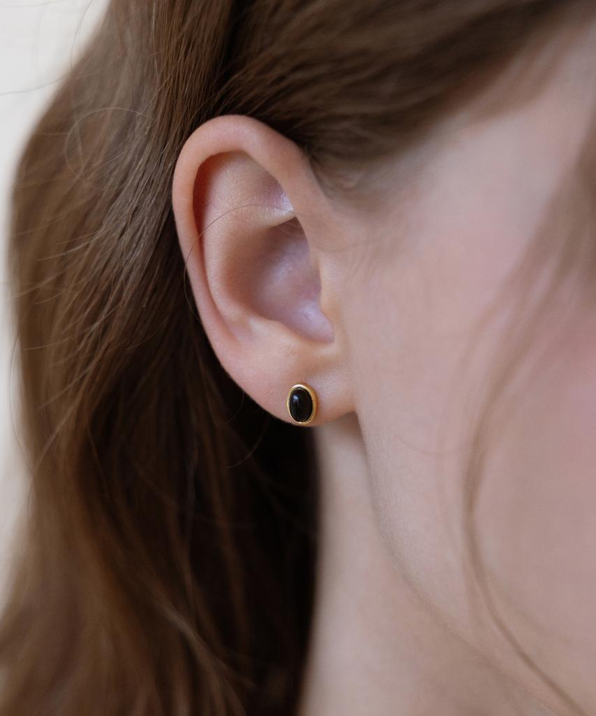 Tatiana (Silver 925) Oval Gem Earrings Ec3267