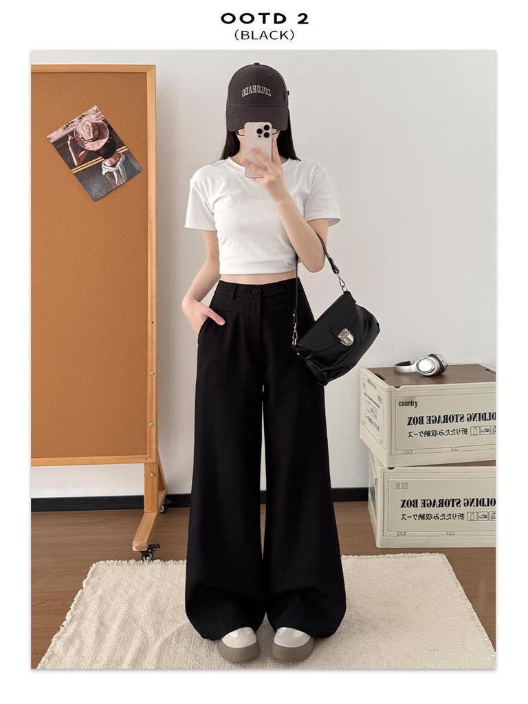 High-End Women's Suit Pants: Slimming, Thin, Narrow Spring/Summer Style, Straight-Leg with Good Drape, Comfy Loose Wide-Leg for Commute.