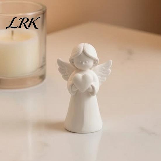 Nordic Style Aesthetic Art 3D Printed Angel Heart Statue, White Resin Praying Figurine for Love And Protection Symbol Living Room Bedroom, Minimalist