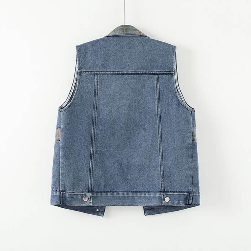 Vest for Women Cotton Sleeveless Tops Denim Vest Oversize Casual Sleeveless Coat Buttons Camisole Vest