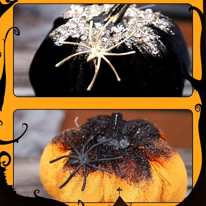 Halloween Pumpkin Decorations Decorative Pumpkins Spiders Pumpkin Figurine Sculptures Table Ornament Holiday Party Decors