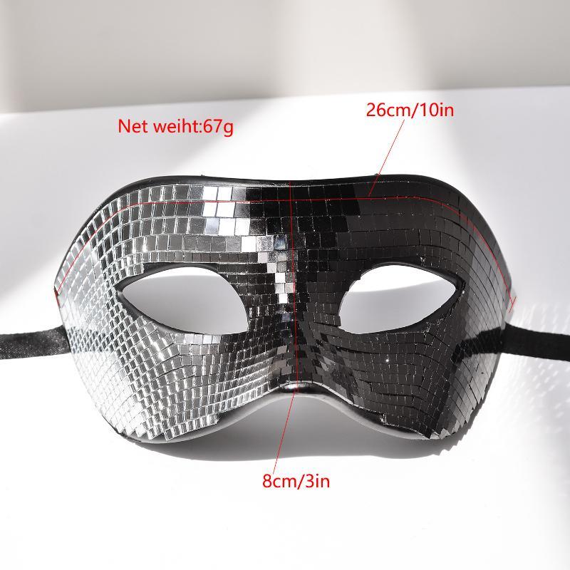 Disco Bright Ball Glitter Face Mask Mirror Eye Covers Silver Masquerade Mask Party Props Eye Mask For Women Men Party Prom