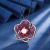 Jewelry Copper Bottom Gold-Plated Simulation Red Corundum Flower Black Gold Suit Female 10-8Mm