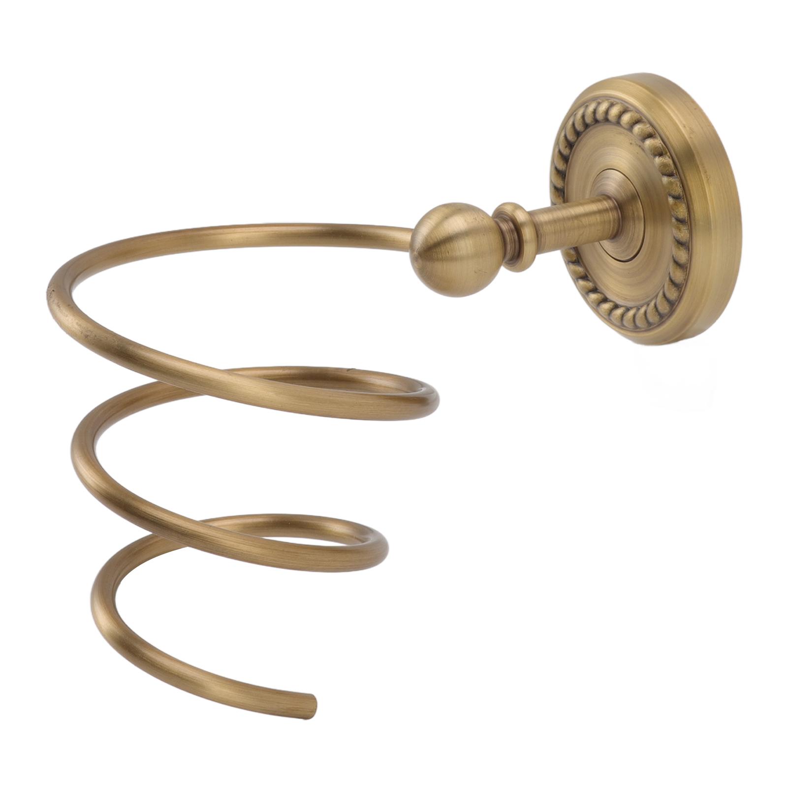 

Hair Dryer Holder Antique Brass Hair Care Tools Holder Wall Mount Bronze Finished Spiral Hair Dryer Hanging Rack