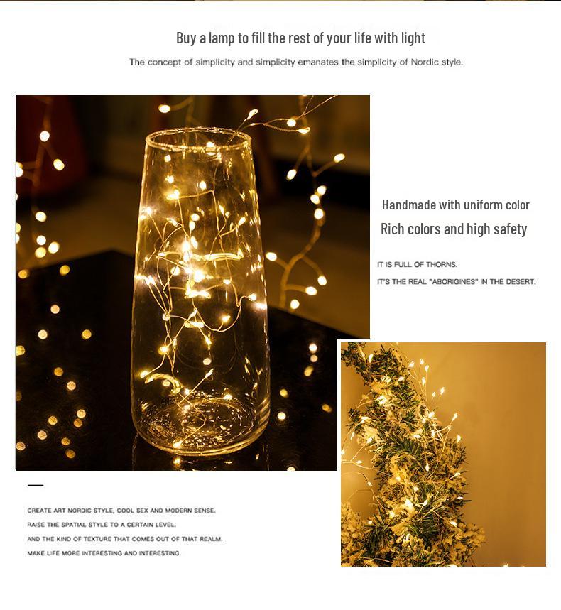 2025 Christmas Firecracker Copper Wire LED Curtain Lights - Festive String Decorative Lights