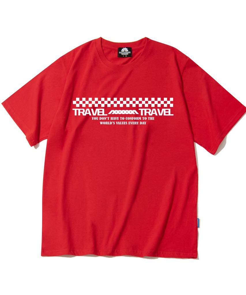 TRIPSHION Travel Checkerboard Graphic T-Shirt - 8 Colors (Type B)