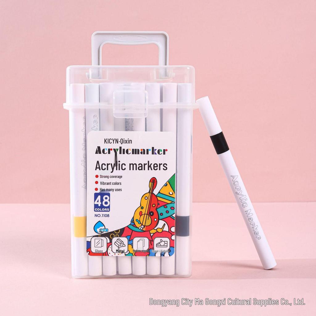 Quick-Dry Black Acrylic Marker: No-Bleed, Layerable, Soft Tip for Kids' Graffiti Art