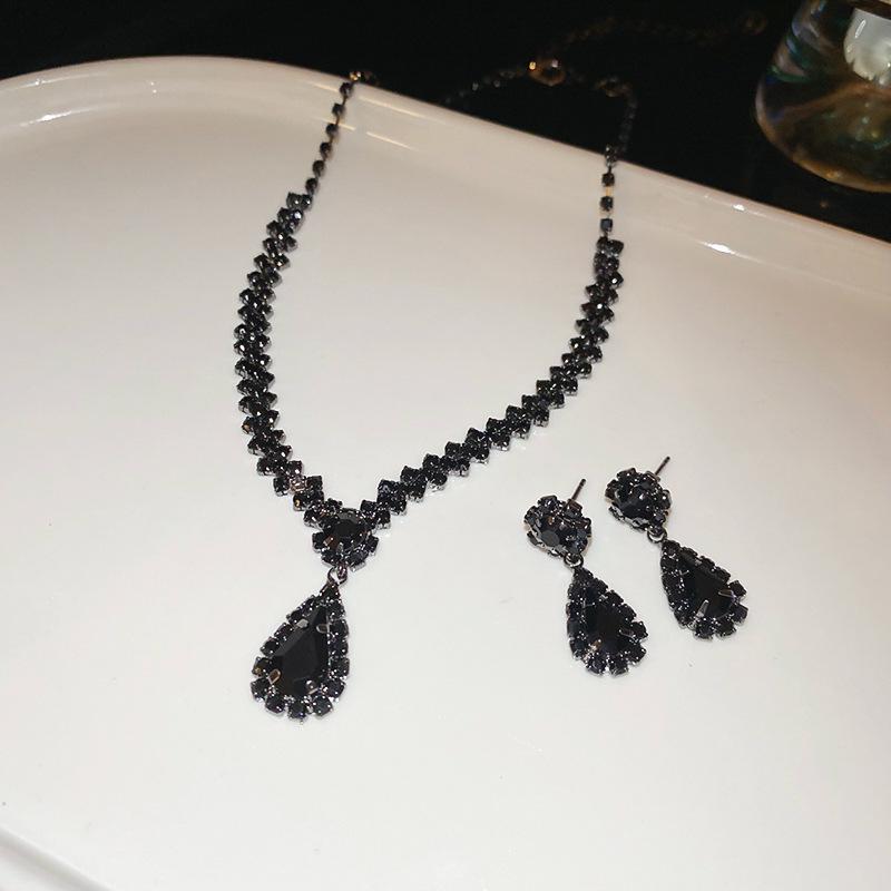 Luxus Perlen- & Diamant-Wassertropfen-Ohrring- & Halsketten-Set - Elegante High-End Damenmode