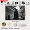 2D flat 1pc Gothic Halloween banner - Death Skull cemetery background - Ghost Halloween party decoration