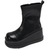 Fashion British Style Thick Bottom Round Head Ankle Boots for Women Female Autumn Thick Bottom Gothic High Heels Women's Short Boots