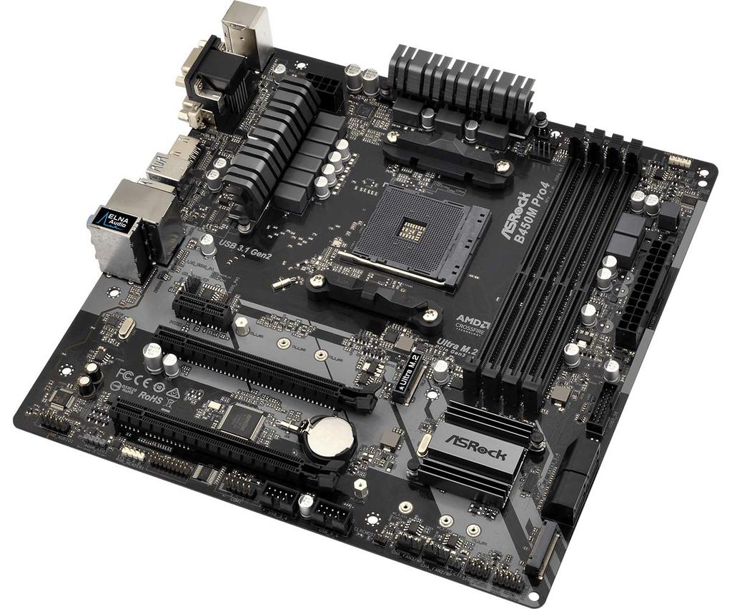 ASRock B450 M Pro4 AMD Ryzen AM4 B450 Micro-ATX-Motherboard Japanischer Händler Motherboard, Kompatibel, Chipsatz, [Offizielles Produkt]