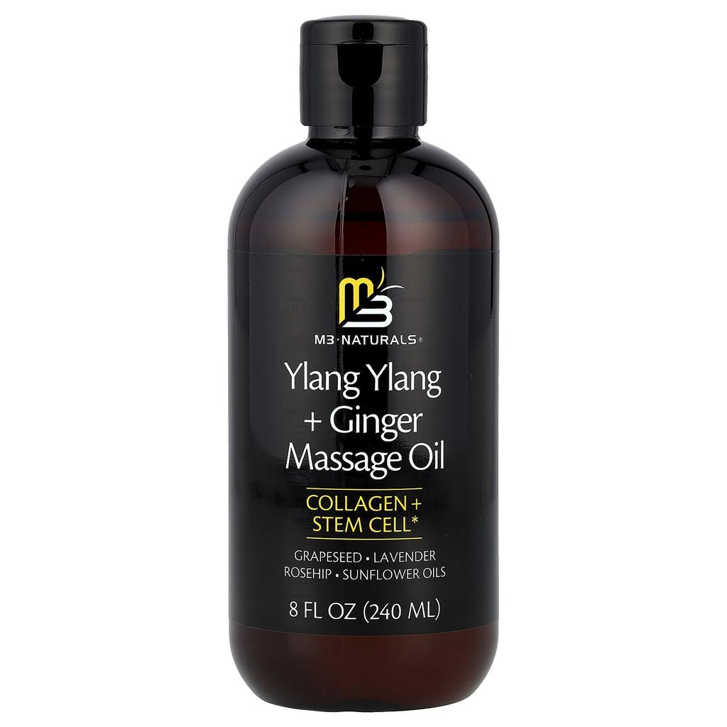 M3 Naturals, Ylang Ylang + Ginger Massage Oil, 240Ml (8Fl Oz)