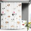 Cute Cartoon Puppies & Kittens Shower Curtain - Waterproof Polyester with Hearts & Yarn Balls On White Grid