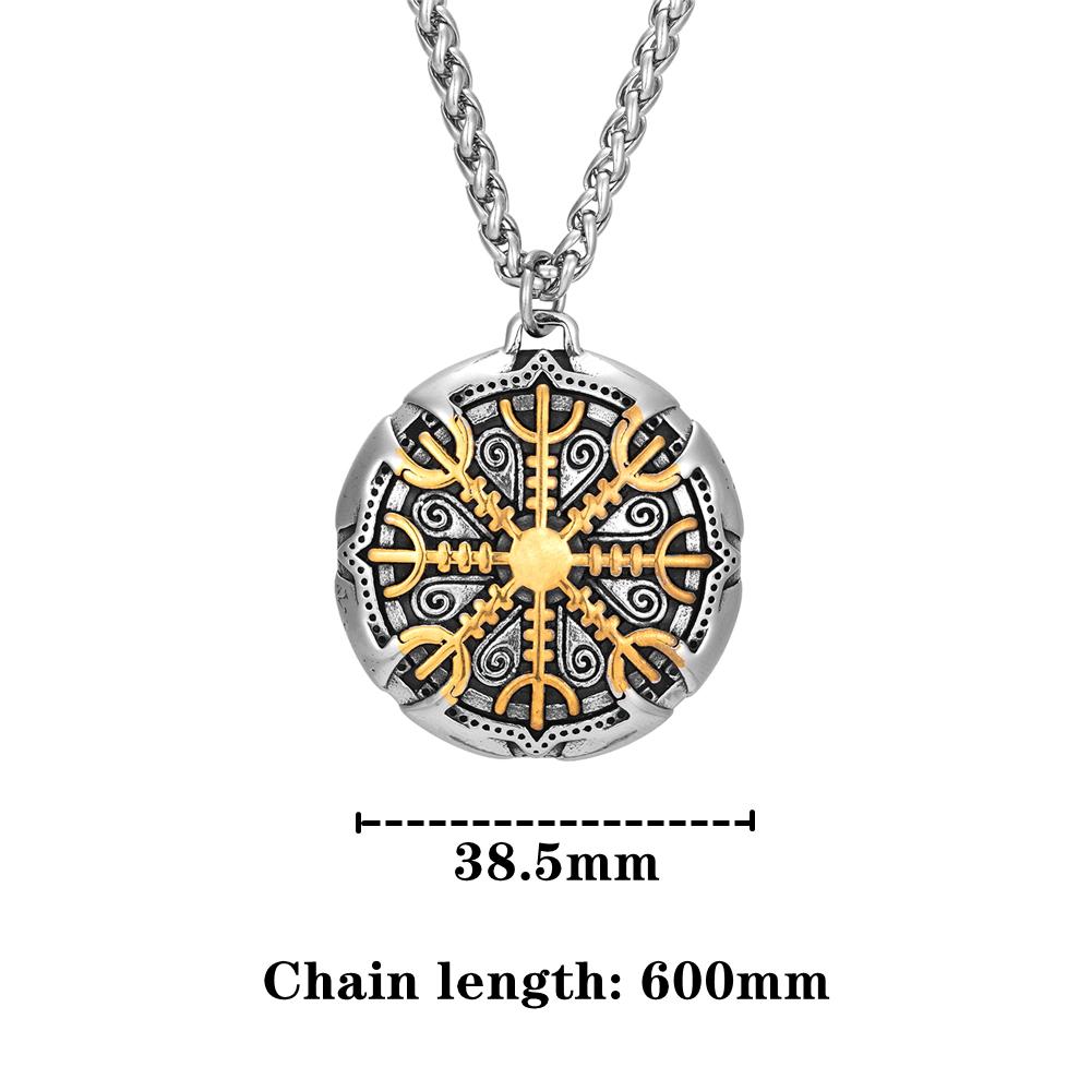 Never Fade Vikings Compass Necklaces Gold Color Stainless Steel Norse Rune Trident Pendant Vegvisir Amulet Vintage Jewelry Gifts